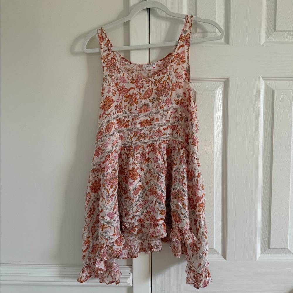 Intimately Free People Trapeze Tunic Mini Slip Dress Ruffled Hem Pink Small - Picture 3 of 5